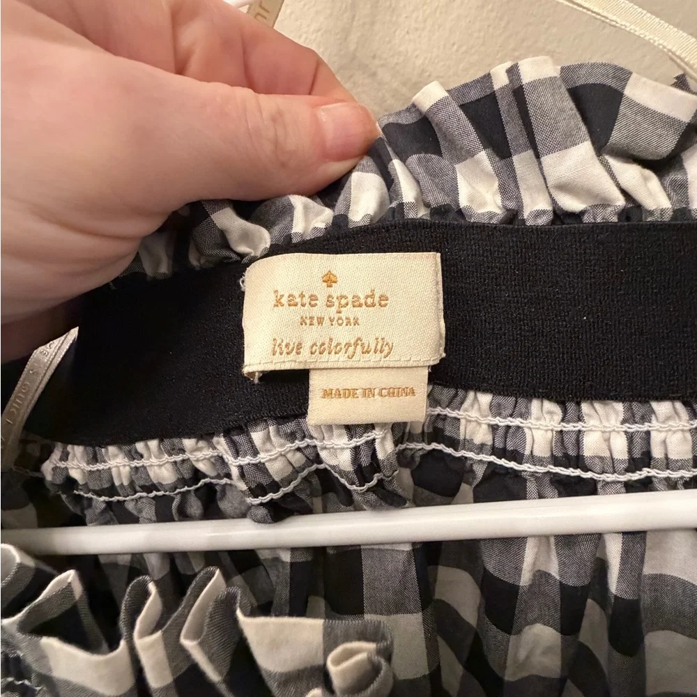Authentic Kate Spade Gingham Off Shoulder Top Cotton Smocked M